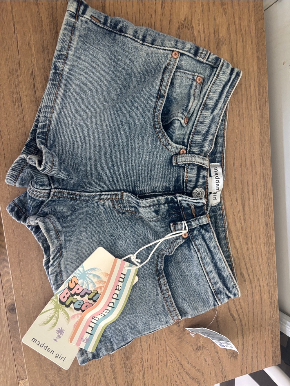 Madden Girl Faded Blue High-Waist Denim Shorts